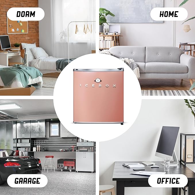 Icebox 1.7 cu. ft. Compact Refrigerator, Energy Star Certified Small Refrigerator, Single Door Mini Fridge With Freezer, R600a Refrigerant,IBCR17BLS, Blush Red - View 5 | Fridge.com