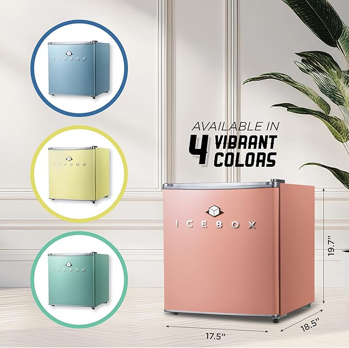 Icebox 1.7 cu. ft. Compact Refrigerator, Energy Star Certified Small Refrigerator, Single Door Mini Fridge With Freezer, R600a Refrigerant,IBCR17BLS, Blush Red - View 6 | Fridge.com