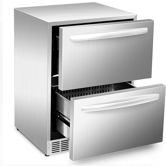 ICEJUNGLE 24" Under Counter Refrigerator, indoor and Outdoor Double Drawer Fridge, Digital Display,for Home and Commercial Use, 5.12cu.ft | Fridge.com