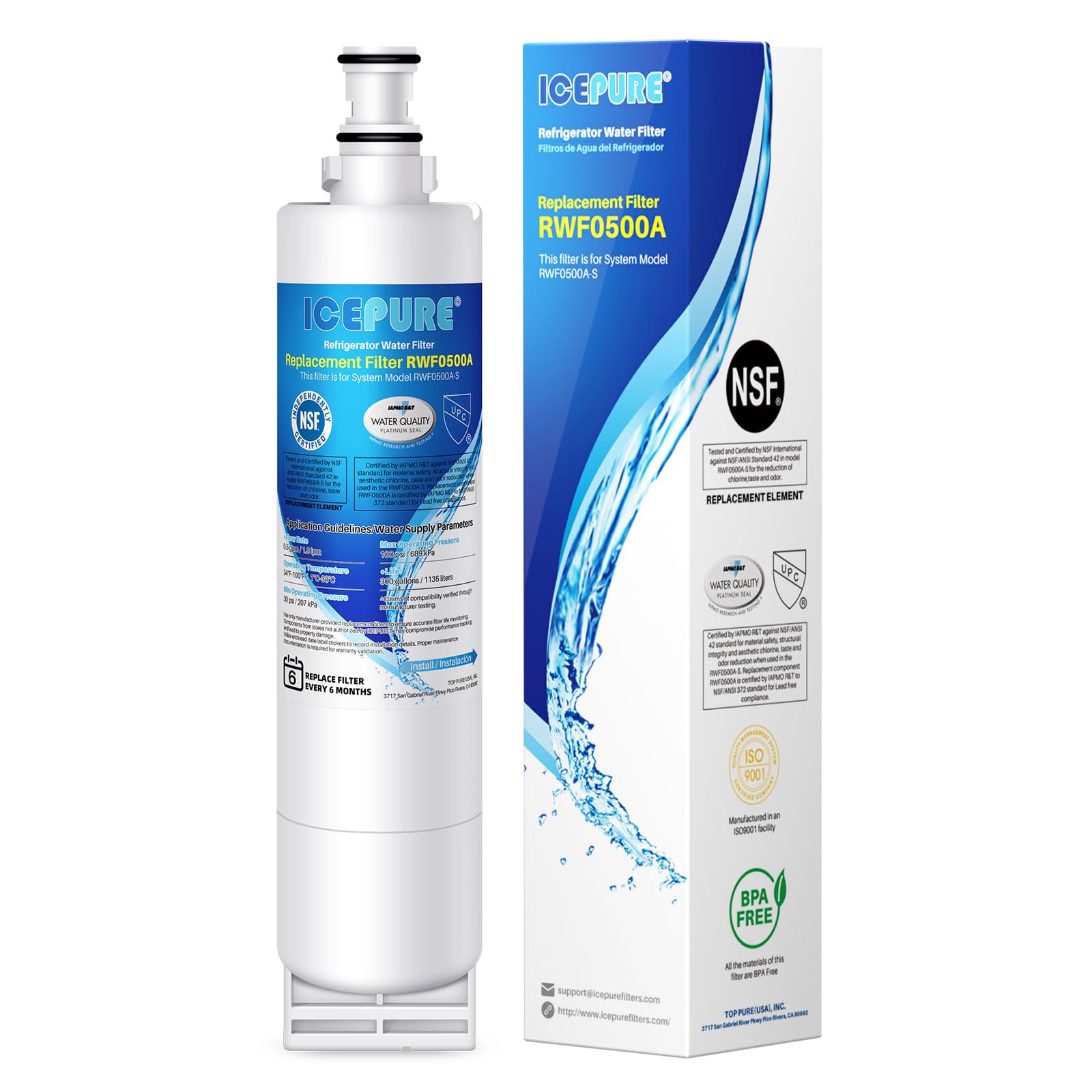 ICEPURE 4396508 Refrigerator Water Filter Compatible with Whirlpool 4396508, 4396510, Filter 5, EDR5RXD1, NL240V, WFL400, LC400V, 4392857, RWF0500A 1PACK | Fridge.com