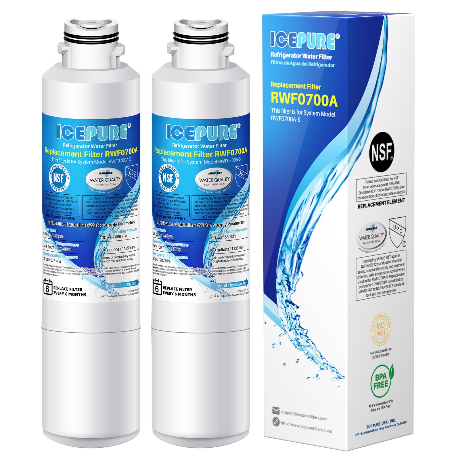 Icepure Da29-00020b Refrigerator Water Filter Replacement For Samsung Rf28hfedbsr, Rf263beaesr, Haf-Cin, Rf263beaesr, Da97-08006a, Rf261beaesr, Da29-00020a, Rf28jbedbsg, 46-9101, 2pack - View 1 | Fridge.com