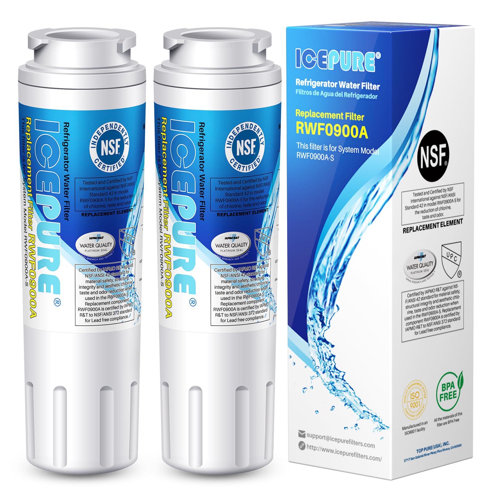 ICEPURE UKF8001 Replacement for Whirlpool Filter 4, Everydrop EDR4RXD1, FMM-2 Maytag UKF8001AXX-200 9084 4396395 MPF15090 WF-UKF8001,WF295,SGF-M9,Puriclean II,RWF0900A Refrigerator Water Filter,2PACK | Fridge.com