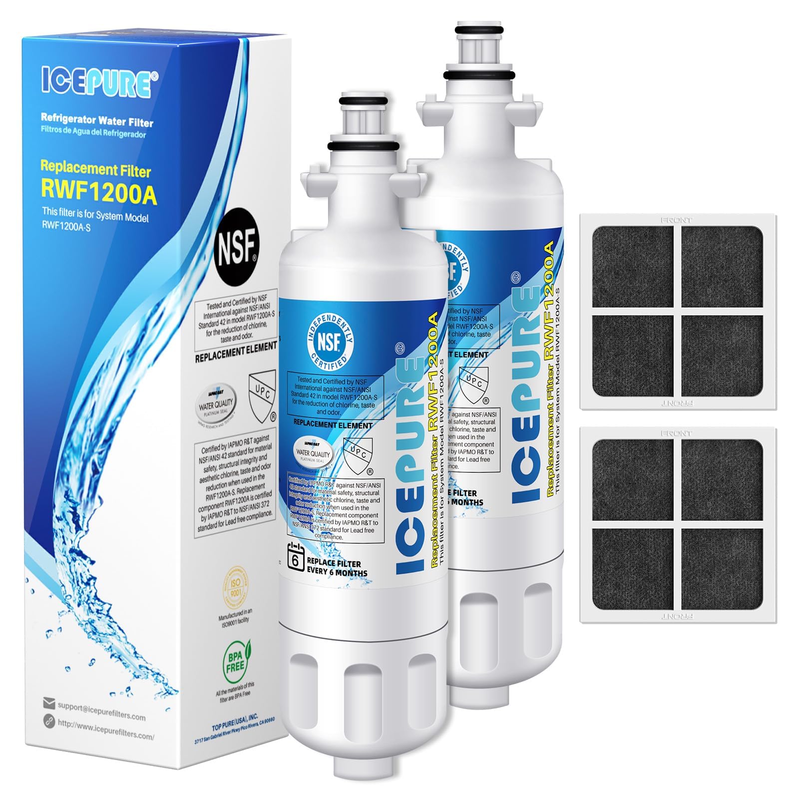 Icepure 46-9690 Replacement For LG Lt700p Adq36006101, Kenmore Elite 46 9690, Lfxc24726s, 469690, Adq36006102 Lmxs27626s Lfxs30766s Refrigerator Water Filter And Lt120f Fresh Air Filter,2combo | Fridge.com