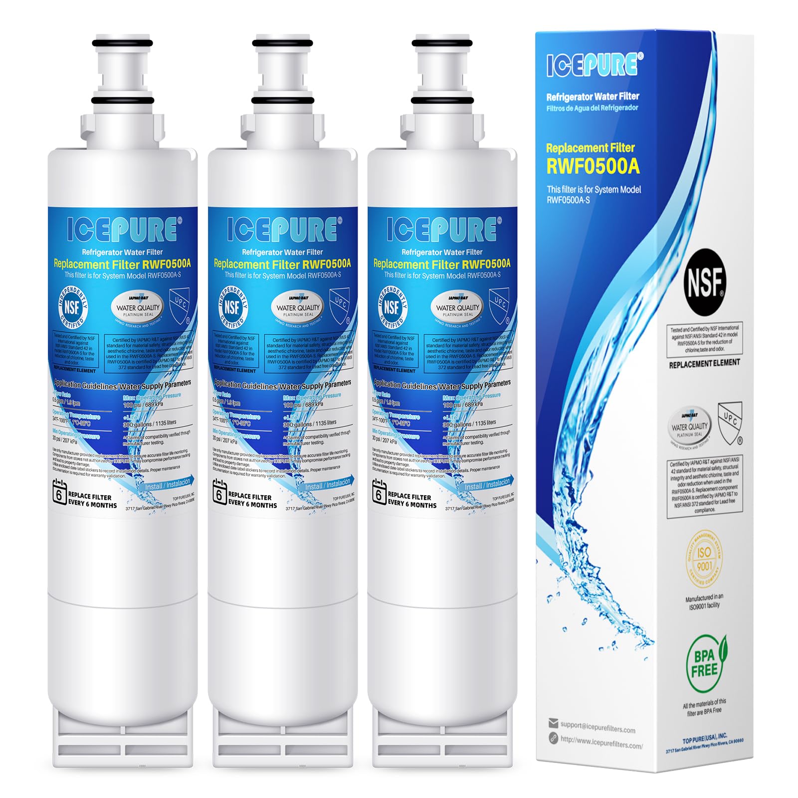 ICEPURE 4396508 Replacement for Whirlpool 4396510, EDR5RXD1, PNL240V, 4396508p, 4396547, 4392857,LC400V, WF-NLC240V,46-9010, Everydrop Filter 5 Refrigerator Water Filter,3PACK | Fridge.com