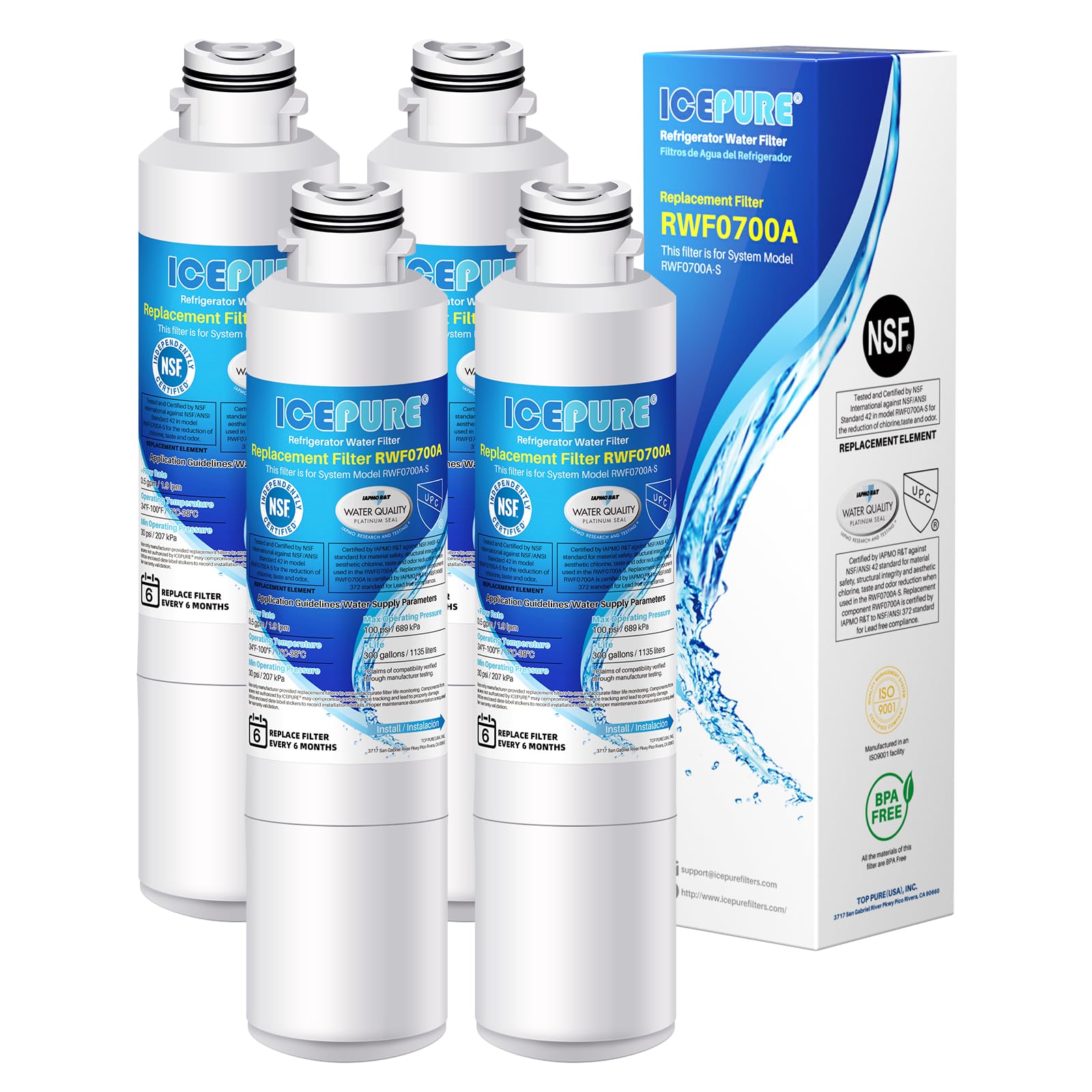 Icepure DA29-00020B Refrigerator Water Filter Replacement For Samsung DA2900020A, Haf-Cin/Exp, Hafcin, Kenmore 469101, RF23J9011SR, RF28HFEDBSR, RF4267HARS, RF28HMEDBSR, DA2900020B-1, 4PACK - View 1 | Fridge.com