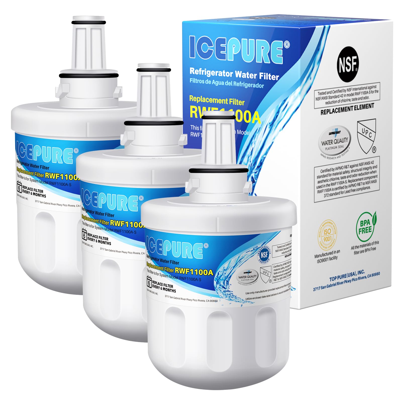 ICEPURE DA29-00003G Replacement for DA29-00003B DA29-00003A, Aqua-Pure Plus DA29-00003D DA29-00003F DA97-06317A, HAFCU1, WF289, WSS-1 WFC2201 HDX FMS-1 RWF1100A Refrigerator Water Filter 3PACK | Fridge.com