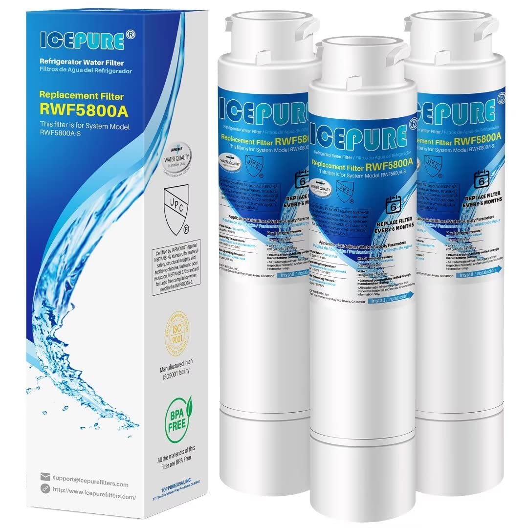 ICEPURE Replacement for Frigidaire EPTWFU01 EWF02, Pure Source Ultra II, RWF5800A, PureSource Ultra 2, SCWFTCTO, GP006, EPTWFUO1, MR022, JO22, BO022, TH-01, DE022, 1007 Refrigerator Water Filter 3PACK | Fridge.com