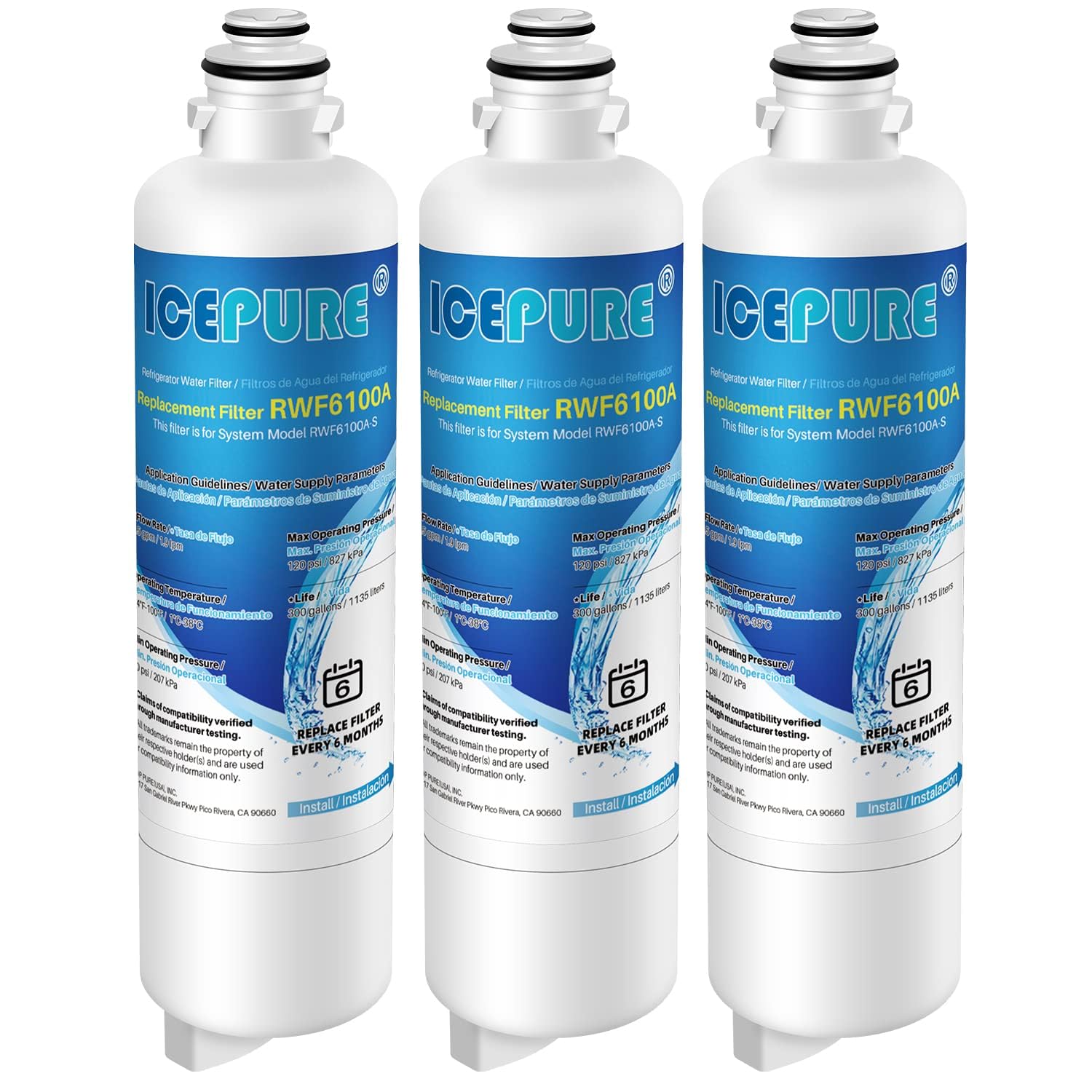 ICEPURE Refrigerator Water Filter Replacement for Bosch Ultra Clarity Pro BORPLFTR50, BORPLFTR55, 11032531, 12033030, 12028325, 11025825, B36CT80SNS, B36CL80ENS, WFC100MF, WFS200MF, RA450022, 3PACK | Fridge.com
