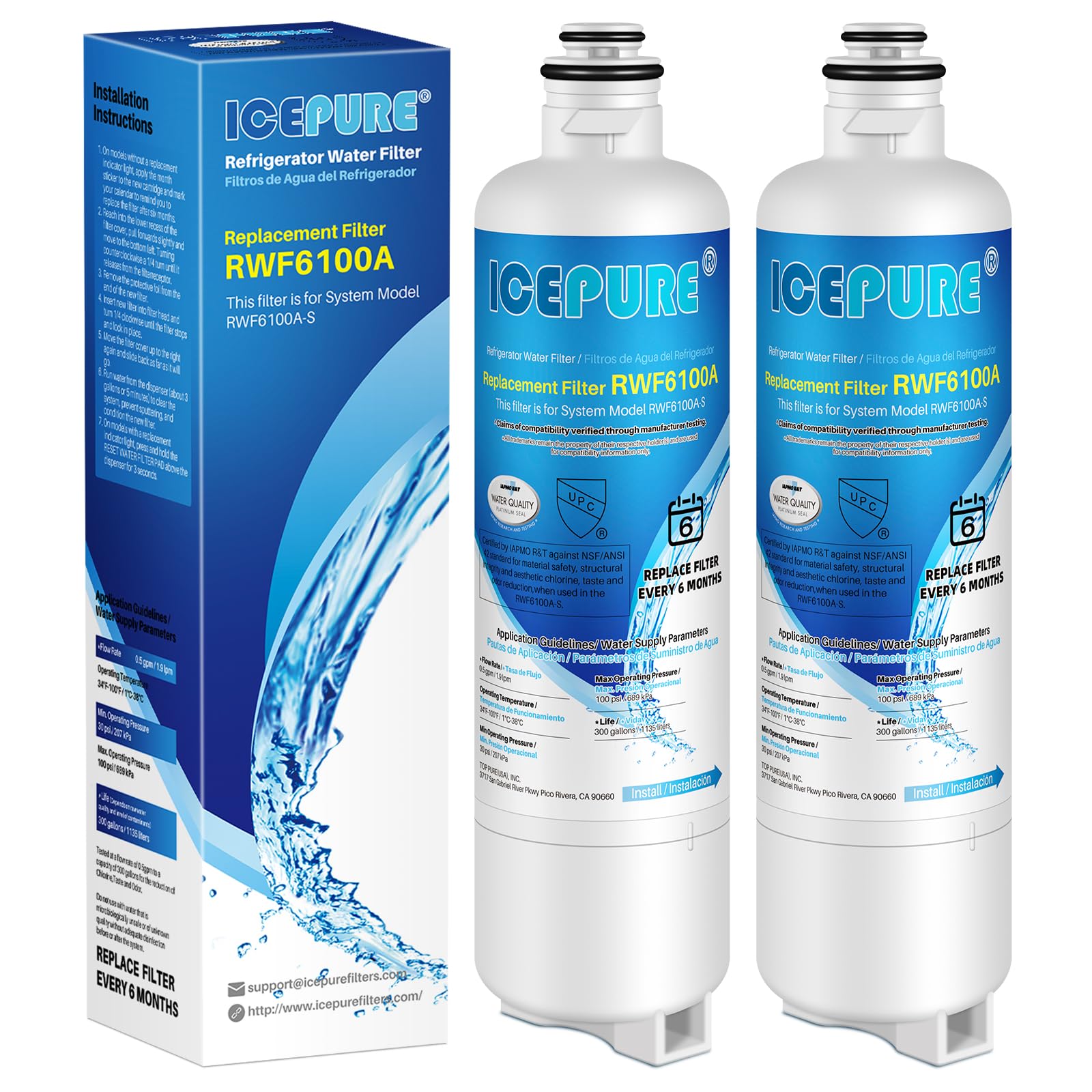 ICEPURE Refrigerator Water Filter Replacement for Bosch Ultra Clarity Pro BORPLFTR50, BORPLFTR55, 12033030, 12028325, 11025825, 11032531, B36CT80SNS, B36CL80ENS, WFC100MF, WFS200MF, RA450022, 2PACK | Fridge.com