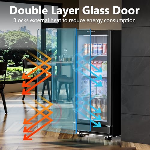 Icevival 6 cu.ft Commercial Refrigerators, Display Fridge With Double-Tempered Glass Door, Beverage Cooler For Bar, Office, Restaurant, Outdoor Beverage Refrigerator With Locking, Key & LED - View 4 | Fridge.com