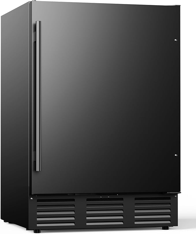 24 Inch Beverage Refrigerator, 180 Can Under Counter Fridge, Stainless Steel Beer Fridge for Built-in & Freestanding, Outdoor Refrigerator for Soda, Beer, Wine (Black) | Fridge.com