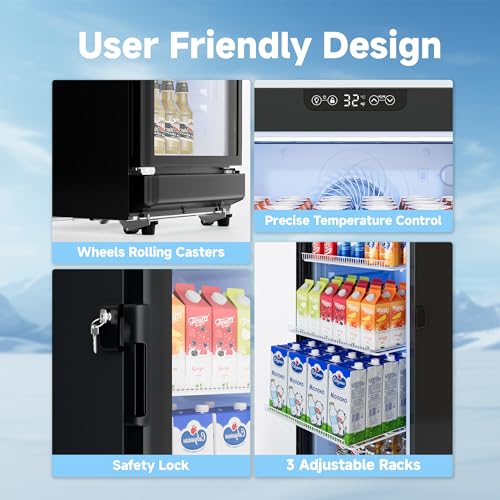 Icevival 6 cu.ft Commercial Refrigerators, Display Fridge With Double-Tempered Glass Door, Beverage Cooler For Bar, Office, Restaurant, Outdoor Beverage Refrigerator With Locking, Key & LED - View 5 | Fridge.com