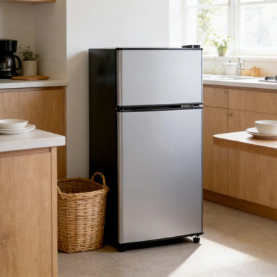 Double Door Small Refrigerator With Freezer, 3.2 Cu.ft Mini Fridge With 7 Level Adjustable Thermostat & Removable Shelves | Fridge.com