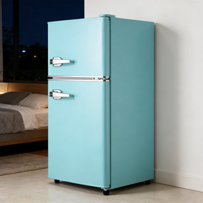 Double Door Small Refrigerator With Freezer, 3.5 Cu.Ft Mini Fridge With 7 Level Adjustable Thermostat & Removable Shelves - View 1 | Fridge.com