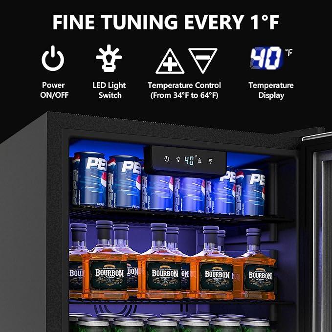Icyglee Beverage Refrigerator Cooler - 126 Can Mini Fridge with Glass Door for Soda Beer or Wine, Beverage Cooler for Home, Office, Bar with Adjustable Removable Shelves, Silver | Fridge.com