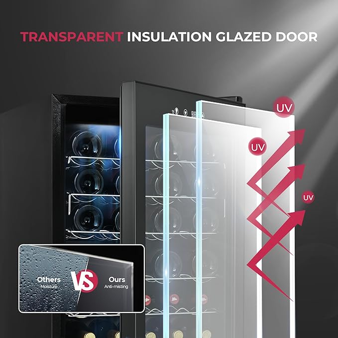 Icyglee 4.5 cu.ft Wine Cooler Refrigerator, Small Freestanding Wine Fridge For Red, White And Champagne, Mini Fridge With Adjust Temperature, Black - View 5 | Fridge.com