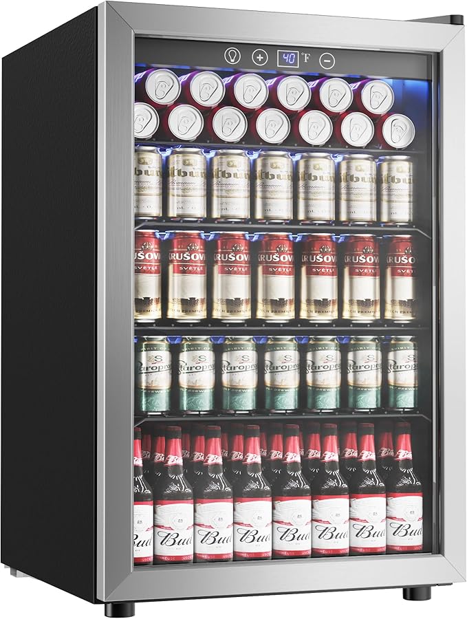 Icyglee 4.5 Cu.ft Beverage Refrigerator Cooler, 145 Can Mini Fridge with Digital Temperature Display for Soda Beer Wine, Freestanding beverage fridge with Adjustable Shelving for Home Office Bar | Fridge.com