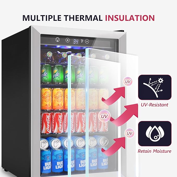 Icyglee 4.5 Cu.ft Beverage Refrigerator Cooler, 145 Can Mini Fridge with Digital Temperature Display for Soda Beer Wine, Freestanding beverage fridge with Adjustable Shelving for Home Office Bar | Fridge.com