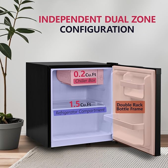 Icyglee 1.7 cu.ft Mini Fridge With Freezer, Single Reversible Door Compact Refrigerator, Adjustable Thermostat&Energy Saving Mini Fridge For Bedroom, Dorm, Office, Low Noise, Black - View 3 | Fridge.com