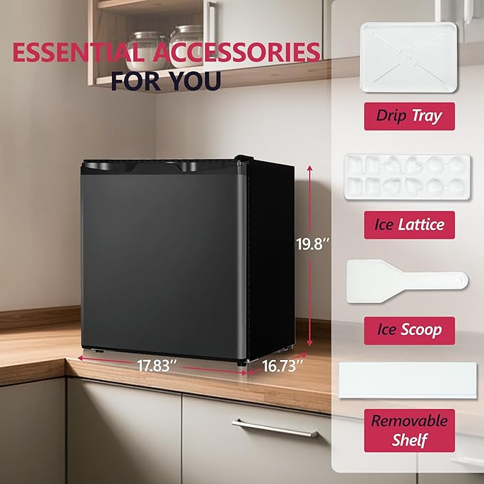 Icyglee 1.7 cu.ft Mini Fridge With Freezer, Single Reversible Door Compact Refrigerator, Adjustable Thermostat&Energy Saving Mini Fridge For Bedroom, Dorm, Office, Low Noise, Black - View 5 | Fridge.com