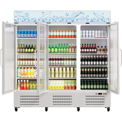 Commercial Beverage Refrigerator, 54.3 Cu.Ft. 3 Glass Door Display Refrigerator With 360 Circulation Cooling, Frost-Free, Soft LED Light, Adjustable - View 1 | Fridge.com