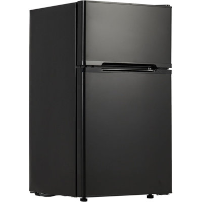 Double Door Mini Fridge with Freezer, 3.1 Cu.Ft - Stainless Steel Compact Refrigerator, Adjustable Thermostat, Removable Glass Shelves for Small Space | Fridge.com