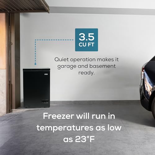 Igloo 3.5 cu ft. Upright Deep Freezer Chest- Deep Freezer With Quick Freezing System & Adjustable Thermostat- Low Noise Freezer With Removable Basket & LED Lights For Homes, Garages & Basements- Black - View 4 | Fridge.com