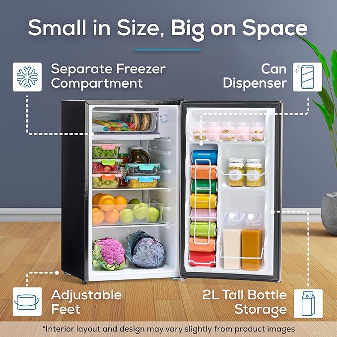 Igloo 3.2 cu.ft. Mini Fridge With Freezer - Single Door Compact Refrigerator With Glass Shelves For Homes, Dorms & Offices- Keep Snacks, Drinks & Frozen Foods Cool With Temperature Control Mini Fridge - View 3 | Fridge.com