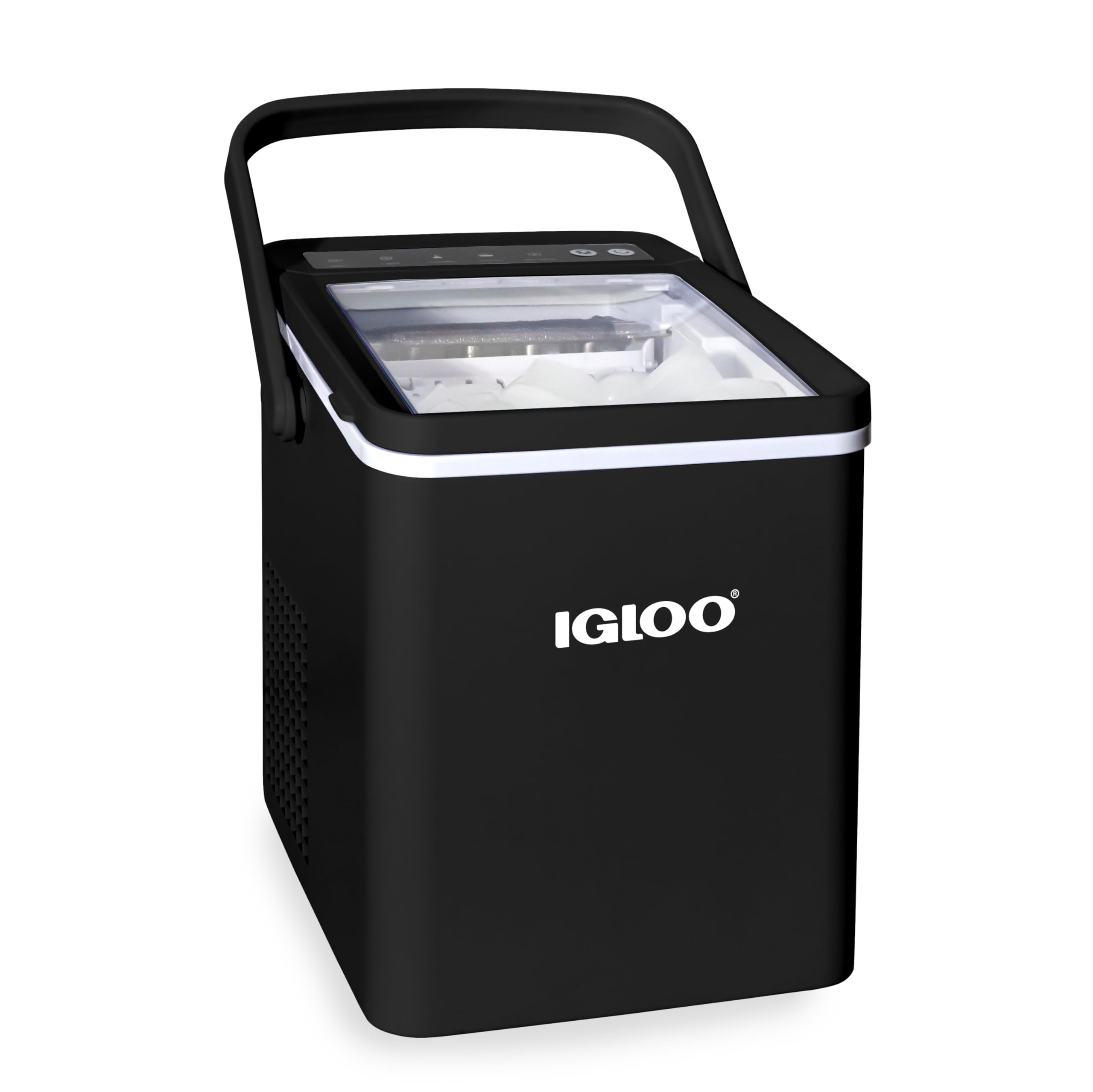 Igloo Premium Self-Cleaning Countertop Ice Maker Machine, Handled Portable Ice Maker, Produces 26 lbs. in 24 hrs. with Ice Cubes Ready in 6-8 Minutes, Comes with Ice Scoop and Basket | Fridge.com