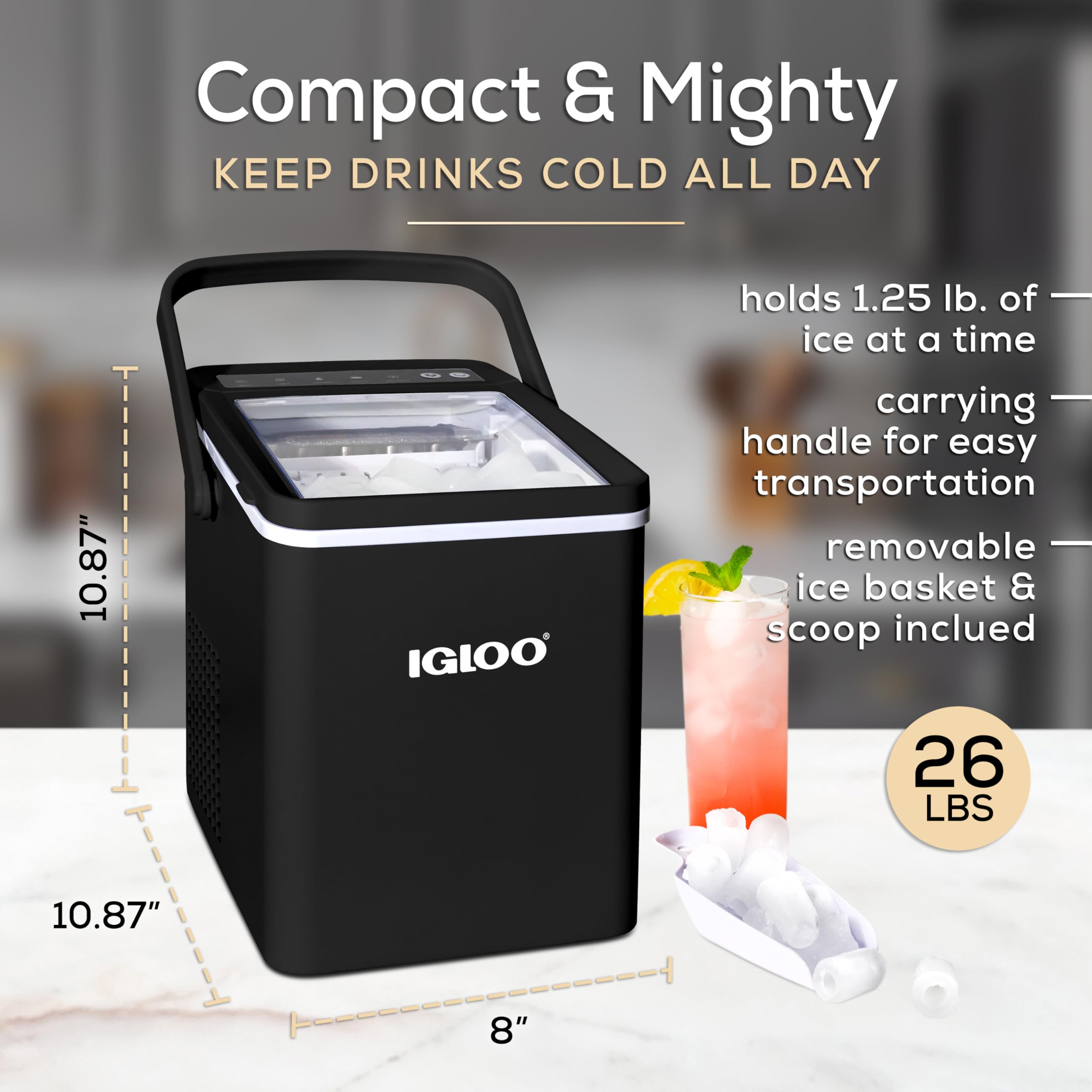 Igloo 26-Pound Automatic Self-Cleaning Portable Countertop Ice Maker Machine With Handle - View 2 | Fridge.com