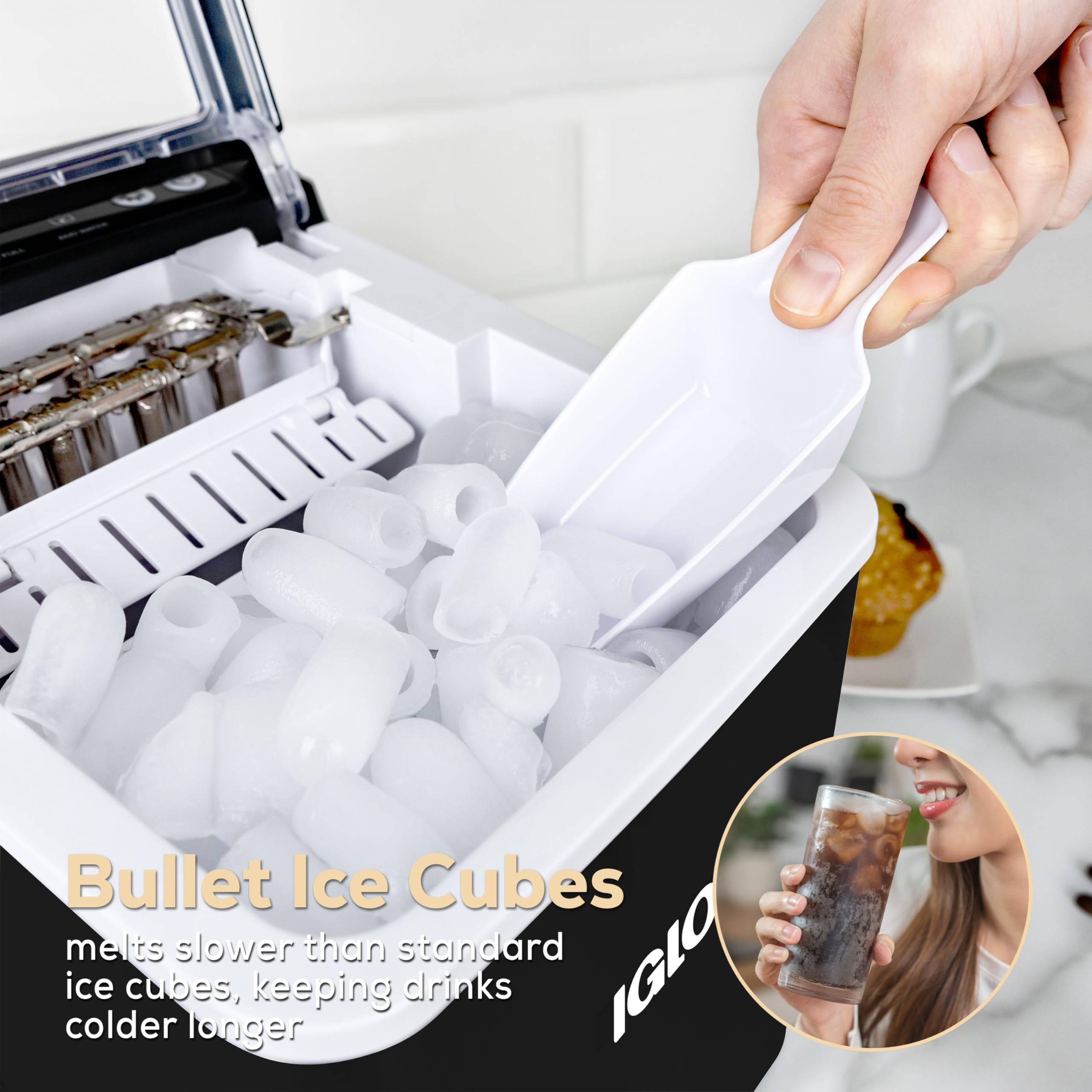 Igloo 26-Pound Automatic Self-Cleaning Portable Countertop Ice Maker Machine With Handle - View 5 | Fridge.com