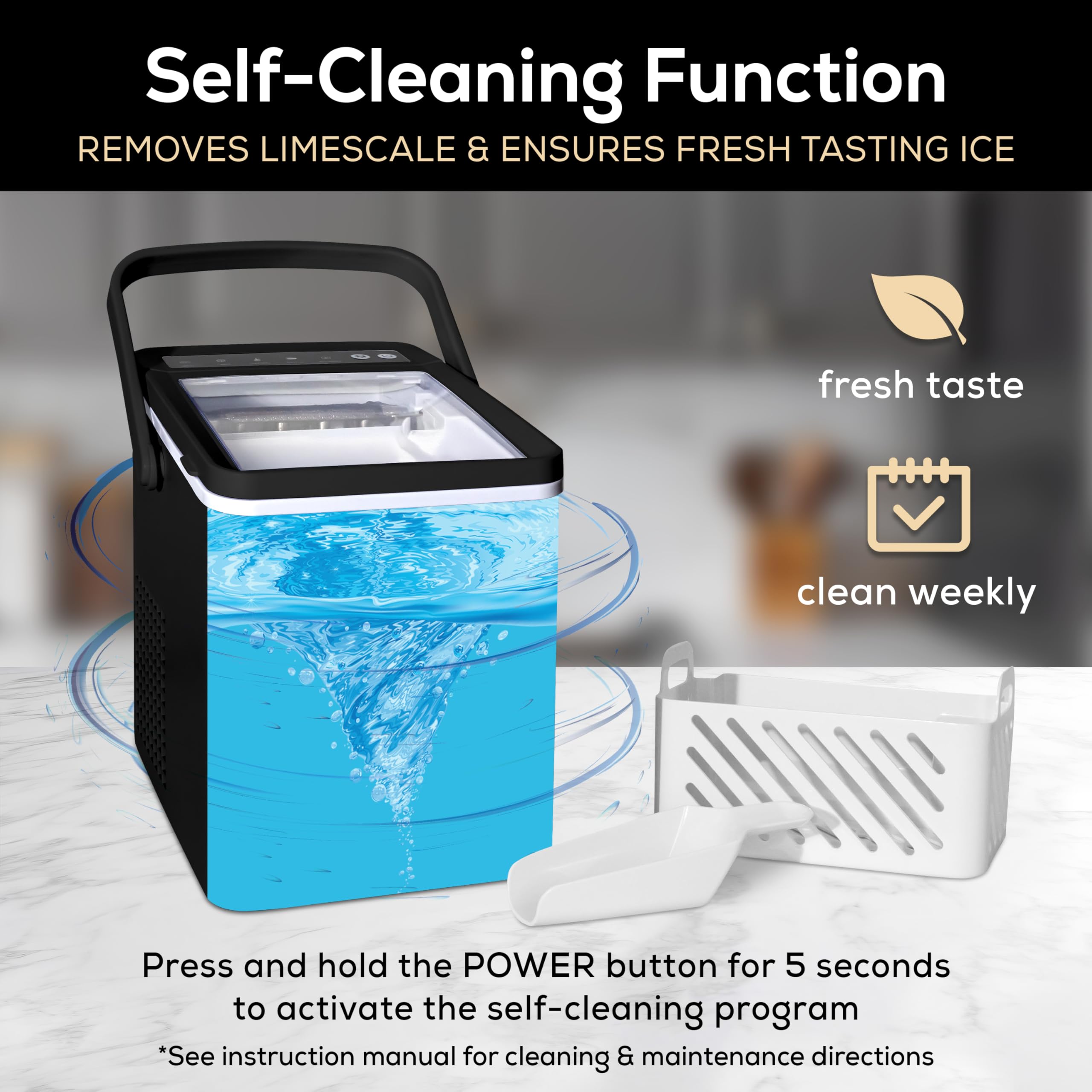 Igloo 26-Pound Automatic Self-Cleaning Portable Countertop Ice Maker Machine With Handle - View 6 | Fridge.com