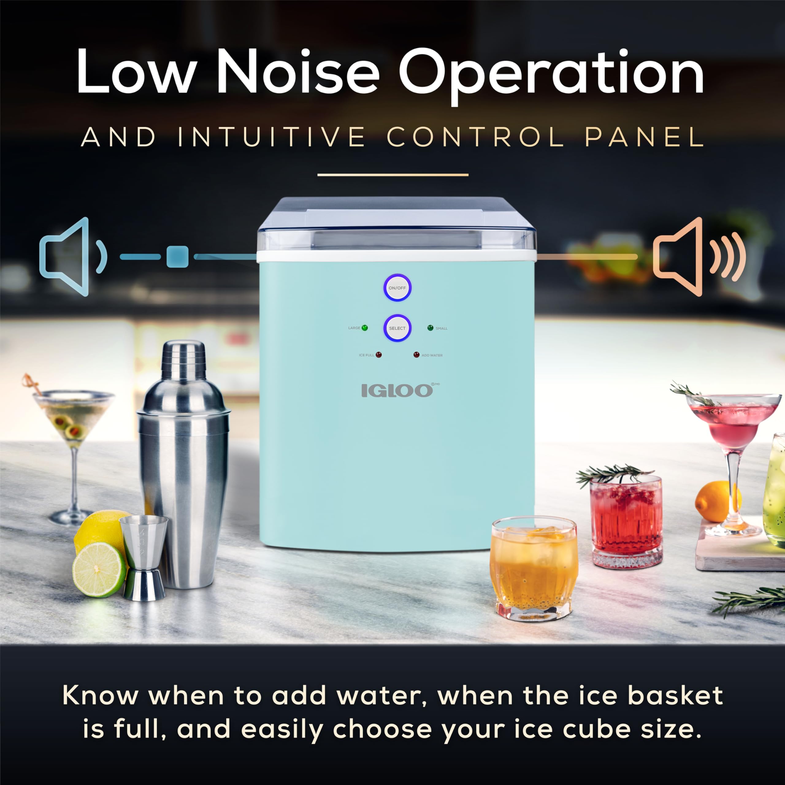 Igloo Electric Countertop Ice Maker Machine - Automatic And Portable - 33 Pounds In 24 Hours - Icecube Maker - Plastic Scoop And Basket - Ideal For Iced Coffee And Cocktails - Stainless Steel - View 5 | Fridge.com