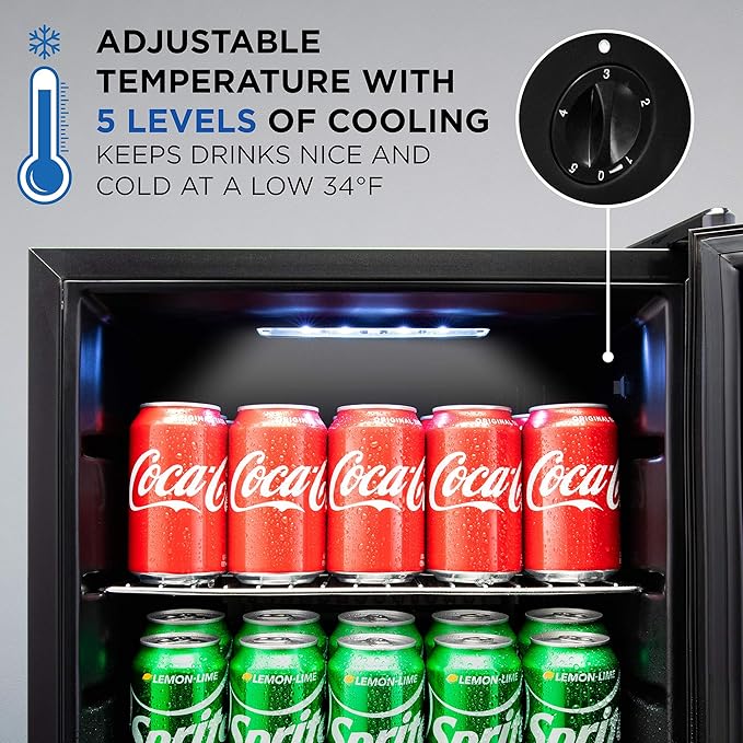 Ivation IVABC1010B 101 Can Beverage Refrigerator Freestanding Ultra Cool Mini Drink Fridge, Black - View 2 | Fridge.com