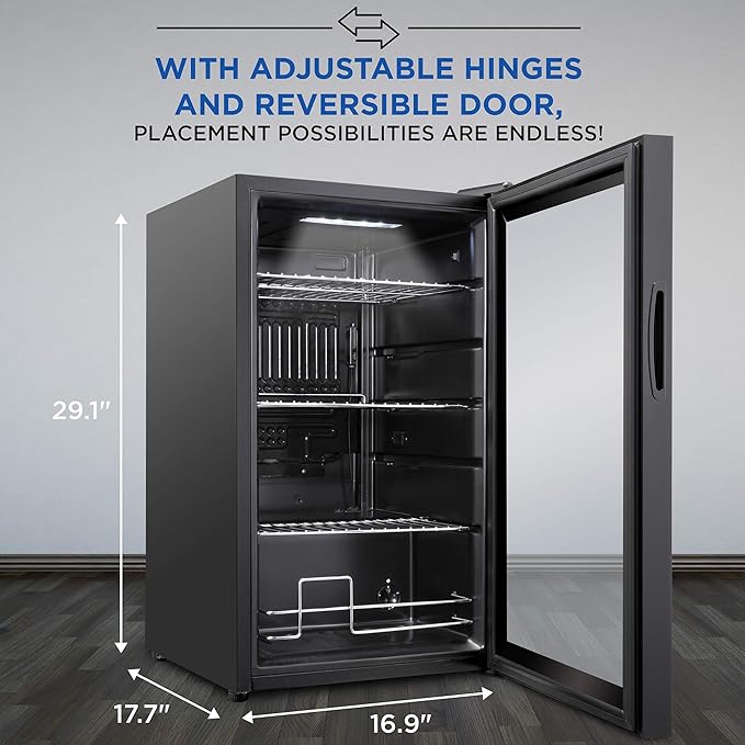 Ivation IVABC1010B 101 Can Beverage Refrigerator Freestanding Ultra Cool Mini Drink Fridge, Black - View 4 | Fridge.com
