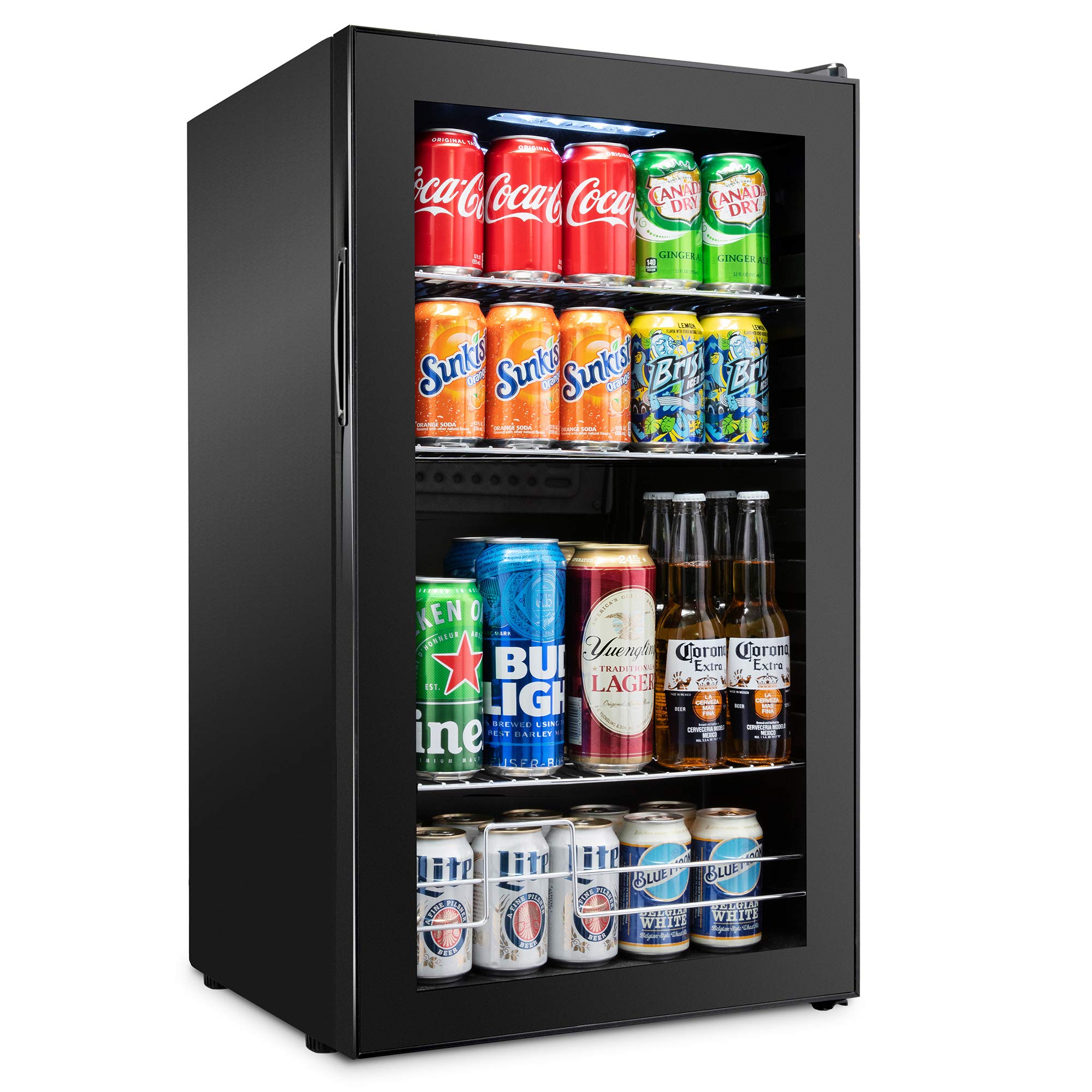 Ivation 126 Can Beverage Refrigerator, Freestanding Mini Fridge with Glass Door - Black — FIN-0005999 | Fridge.com