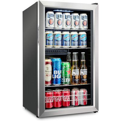 Ivation 18.7'' W Freestanding 126 Cans (12 oz.) 3 Cubic Feet Beverage Cooler with Reversible Glass Door — FIN-0015640 | Fridge.com