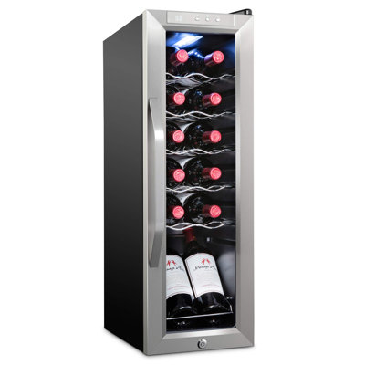 Ivation 12 Bottle Compressor Wine Refrigerator, Freestanding Wine Cooler with Lock, Stainless Steel | Fridge.com