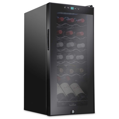 Ivation 18 Bottle Compressor Wine Refrigerator, Freestanding Wine Cooler with Lock, Black | Fridge.com