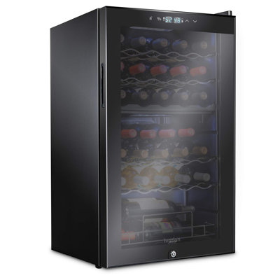 Ivation 33 Bottle Freestanding Wine Refrigerator, Dual Zone Wine Fridge with Lock, Black | Fridge.com
