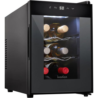 Ivation 6 Bottle Horizontal Thermoelectric Wine Cooler, Super Quiet Freestanding Wine Fridge - Black | Fridge.com