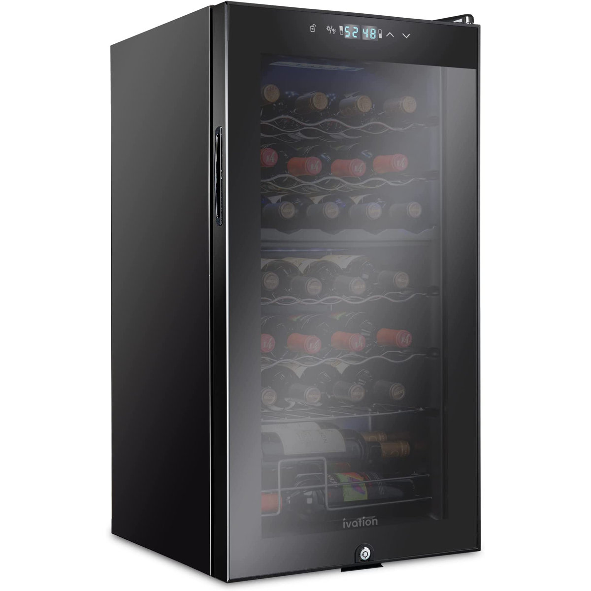 Ivation - 28 Bottle Freestanding Wine Refrigerator, Dual Zone Wine Fridge with Lock - Black | Fridge.com
