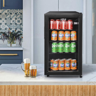 Jeremy Cass LLC 15.75'' W Freestanding 120 Cans (12 oz.) 3.1 Cubic Feet Beverage Cooler with Glass Door | Fridge.com