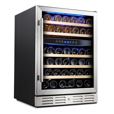 Kalamera Dual Zone 23.5'' 46 Bottle Wine Refrigerator with Reversible Door | Fridge.com