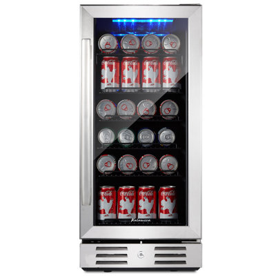 Kalamera 15'' W 96 Cans (12 oz.) 2 Cubic Feet Beverage Cooler with Wine Storage and Reversible Door | Fridge.com