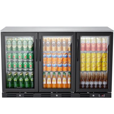 Kalamera Three-Door 11.2cu.Ft Back Bar Undercounter Commercial Beverage Cooler With 304 S/S Top Board - View 1 | Fridge.com