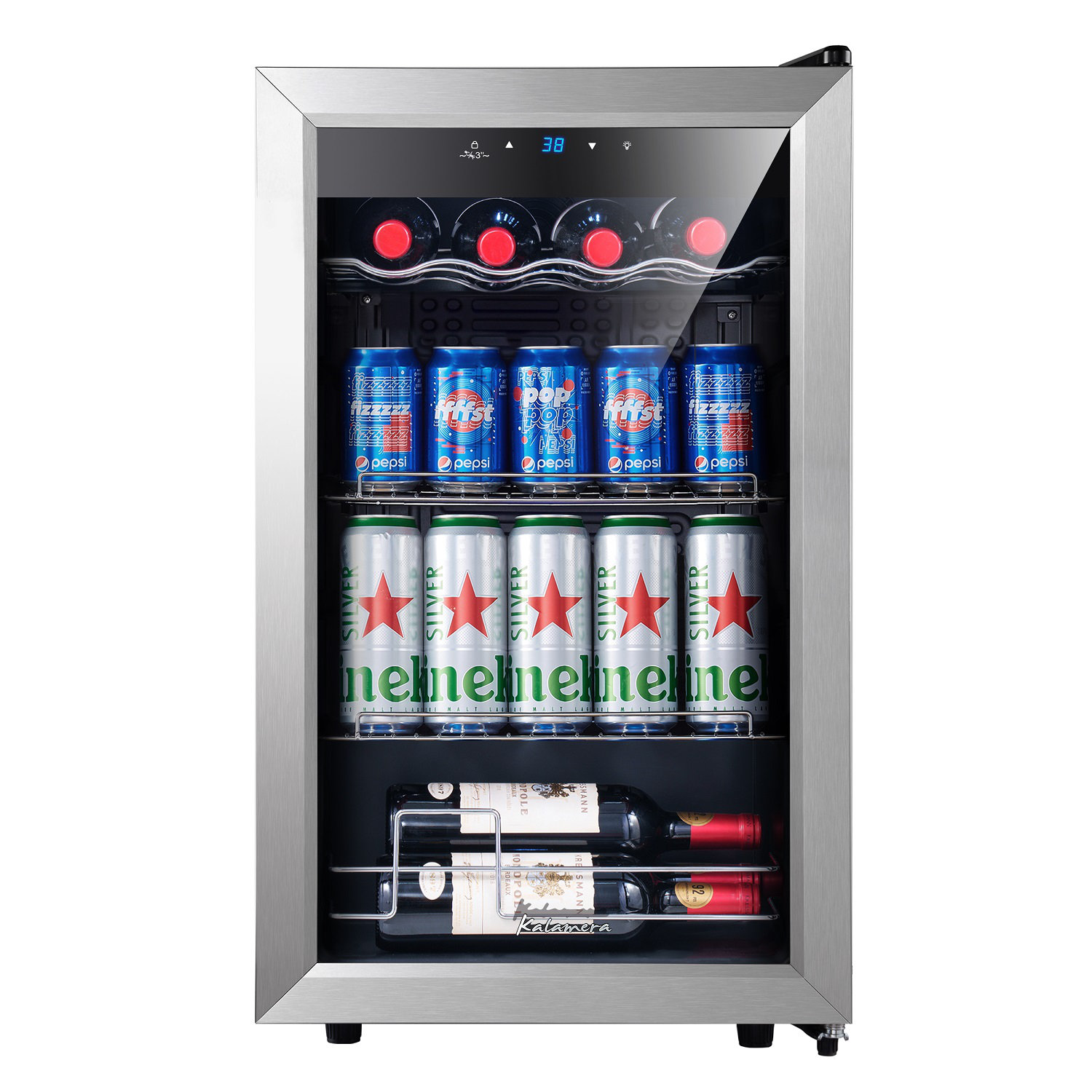 Kalamera 17.3'' W Freestanding 93 Cans (12 oz.) 2.4 Cubic Feet Beverage Cooler with Wine Storage | Fridge.com