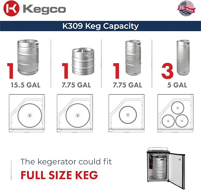Kegco K309SS-2 24" Wide Dual Tap Stainless Steel Digital Kegerator - View 4 | Fridge.com