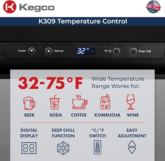 Kegco K309SS-2 24" Wide Dual Tap Stainless Steel Digital Kegerator - View 5 | Fridge.com
