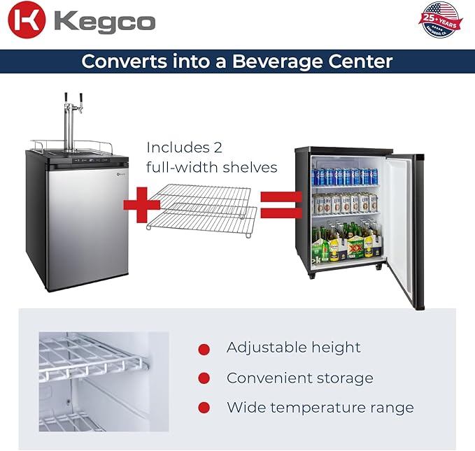 Kegco K309SS-2 24" Wide Dual Tap Stainless Steel Digital Kegerator - View 6 | Fridge.com